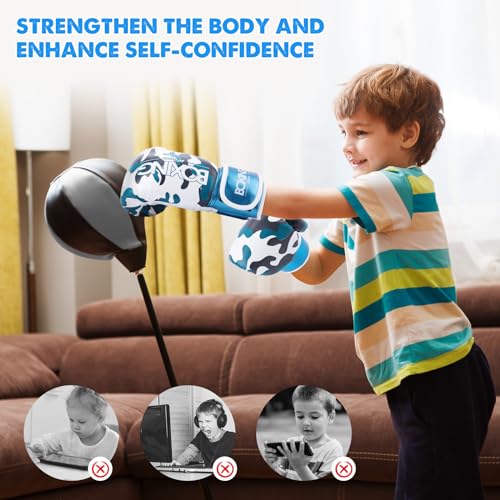 Kids Boxing Gloves Pearl Blue 4 oz Youth Punching Gloves for Children 3-9