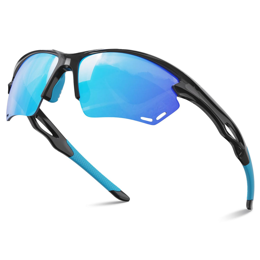 Polarized Sports Sunglasses for Men Women, Baseball Sun Glasses for Cycling Fishing Running Driving Golf Motorcycle Blue Glasses