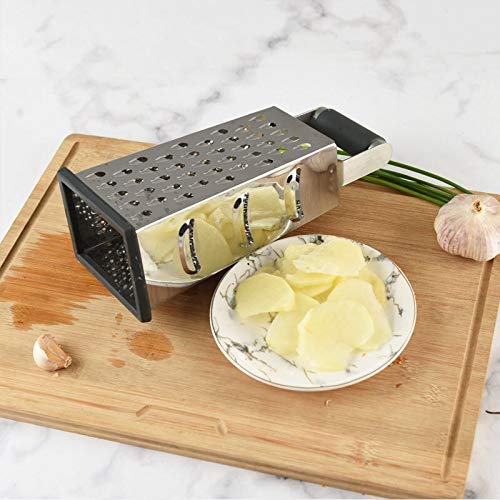 Stainless Steel Four-Sided Food Grater with Non-Slip Handle for Vegetables & Cheese