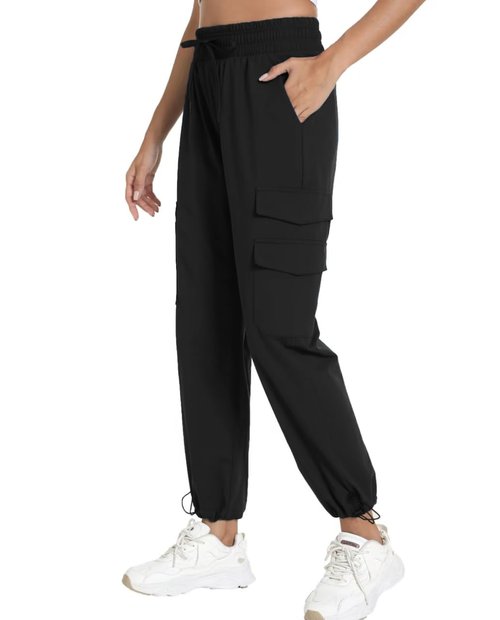 bepopotan Quick Dry Women's Cargo Pants with Pockets Lightweight Hiking Joggers for Workout Athletic Casual Outdoor Camping(Black M)
