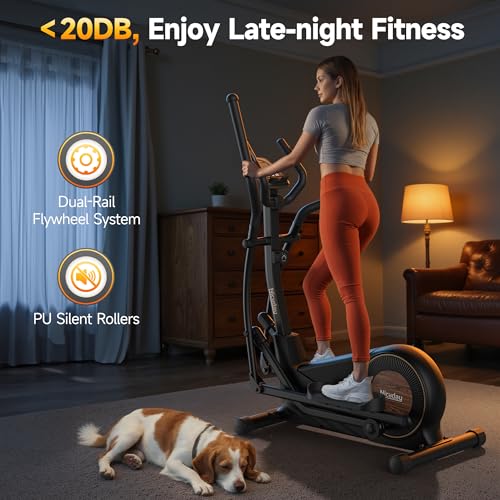 Niceday 18-Inch Long Stride Elliptical Exercise Machine - Compact, Quiet, Adjustable Resistance