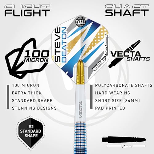 24g Steel Tip Darts Set - Steve Beaton Legacy Edition Tungsten, Flights & Shafts