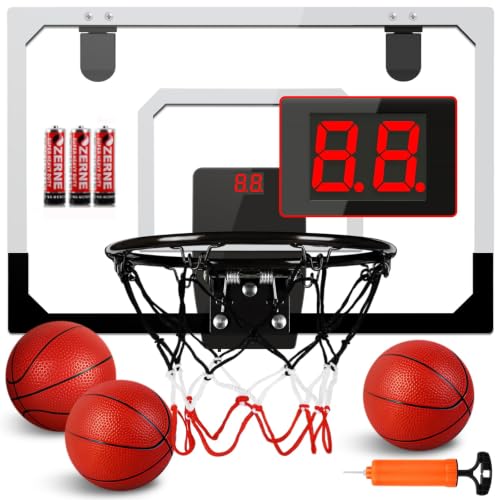Mini Basketball Hoop Over The Door with Electronic Scoring and Accessories