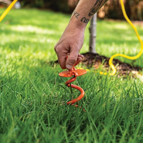 Heavy Duty Spiral Ground Anchors 4-Pack - Steel Screw-In with Folding Ring for Tents & Shelters