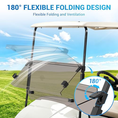 CartClan Tinted Golf Cart Windshield for EZGO TXT 1995-2013 Folding Impact-Resistant