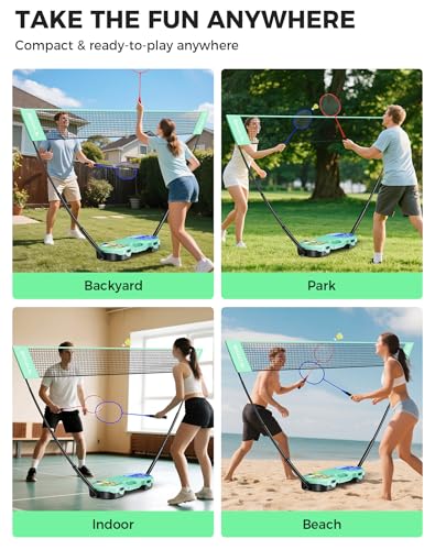Portable Badminton Net Set with Rackets and Carry Case for Outdoor & Indoor Games