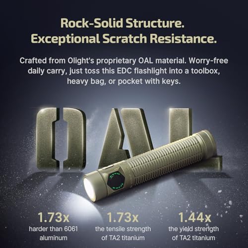 OLIGHT BatonUltra EDC Rechargeable Flashlight - Olive Green, 1800 Lumens, Waterproof