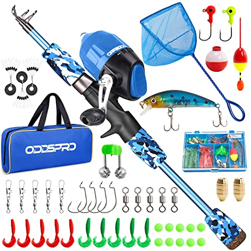 Kids Telescopic Fishing Pole and Reel Combo Set - Pink & Blue Variations