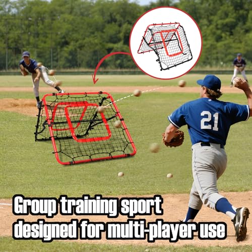 Multi-Sport Rebounder Net - Baseball, Softball, Soccer Practice with Red & Black Frame