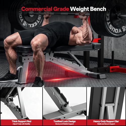 JOROTO FID Adjustable Weight Bench Grey 1300lb Capacity Home Gym Equipment