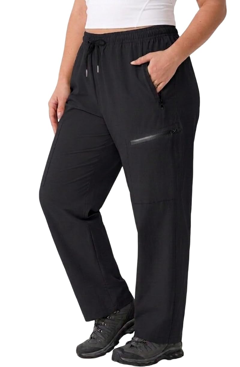 Plus Size Hiking Pants with Quick-Dry, Water Resistant & UPF 50+ - Black 3X