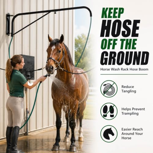 Wall-Mounted Horse Wash Spray Boom with Swinging Arm - Easy, Safe, Durable