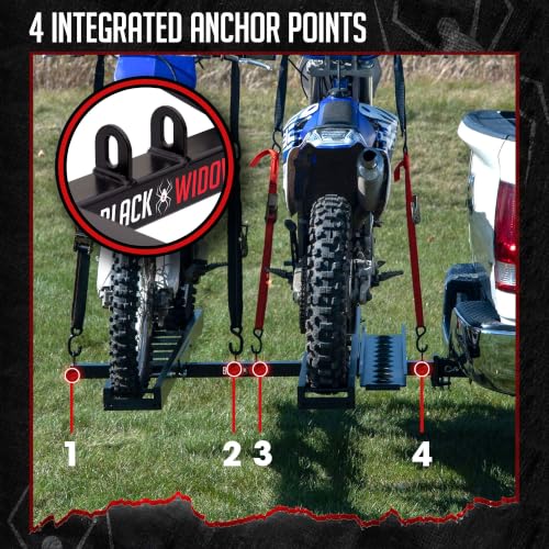 Double Bike Carrier for 2 Dirt Bikes Aluminum Hitch Mount with Ramp - Black Widow