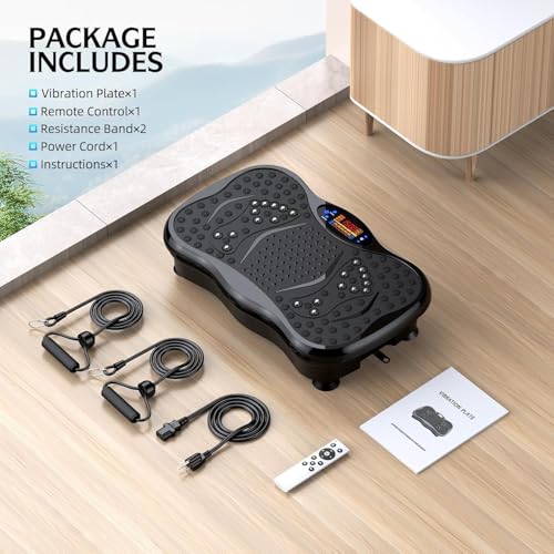 GMCXAX Black Vibration Plate Exercise Machine for Weight Loss & Muscle Recovery