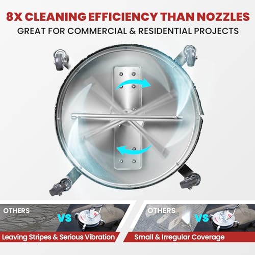 WOJET 20 Inch Commercial Pressure Washer Surface Cleaner 4500PSI with Wheels