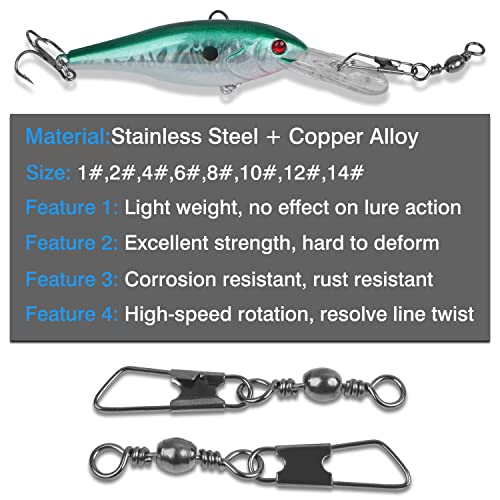Fishing Swivels Snaps Set 60 Pcs Stainless Steel & Copper Tackle Connectors #1 / 60