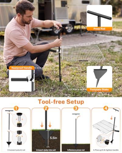 Foldable Campfire Grill Grate - Stainless Steel Outdoor Cooking Rack