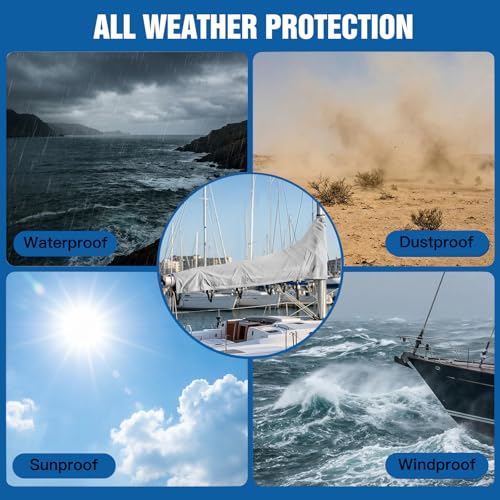 1200D Mainsail Boom Cover for 9'-10' Sailboats Gray - Marine-Grade Waterproof UV Protection