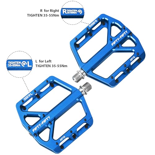 FIFTY-FIFTY Blue Mountain Bike Pedals Aluminum Flat Non-Slip Durable