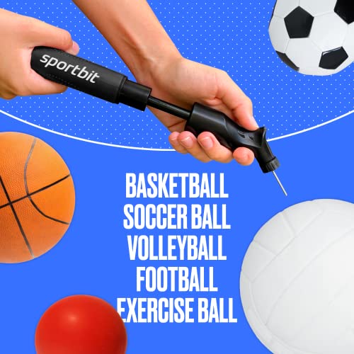 SPORTBIT Ball Pump for Sports Balls - Blue & Black Push & Pull Inflator