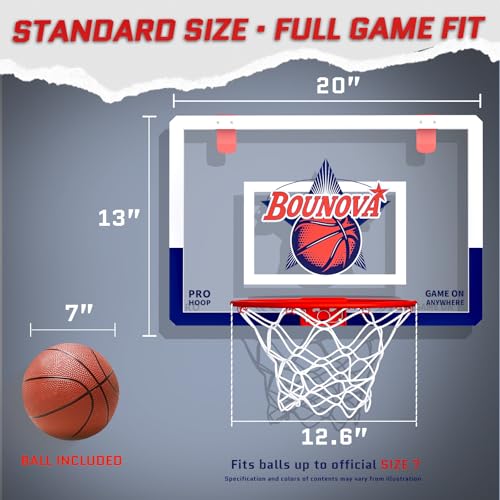 Indoor Over-the-Door Basketball Hoop with 20x13 Backboard & Breakaway Rim