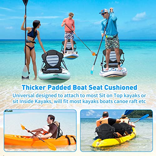 2 Pack Thickened Kayak Seat Cushions with Padded Backrest and Adjustable Straps