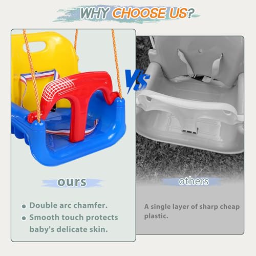 Yellow Toddler Swing with Tray - 4-in-1 Outdoor Indoor Baby Swing