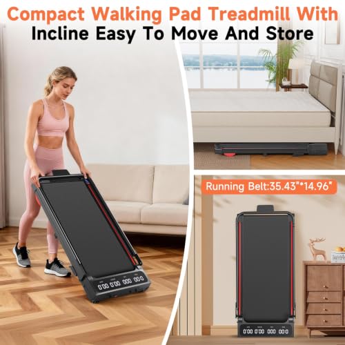 Large 3-in-1 Walking Pad Treadmill for Home with Handle Bar & 9% Incline - Supports 300lbs