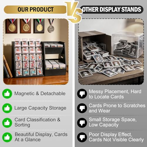 Magnetic Trading Card Display Stand with Storage - Large Black