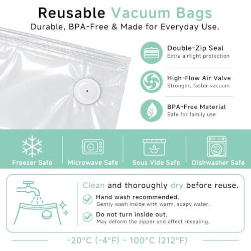 Handheld Food Vacuum Sealer with Reusable Bags and Battery - Compact, Portable, Easy to Use, Includes 30 Bags