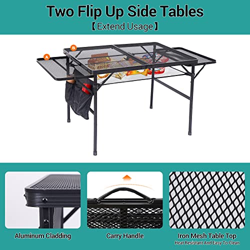Nice C 4.4ft Metal Folding Camping Grill Table with Mesh & Storage - NC-XHGRILLTB-MESH4FT