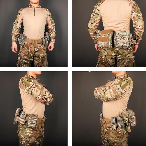 YAKEDA Tactical Battle Belt 8-in-1 Molle Hunting Belt with Pouches - Camou