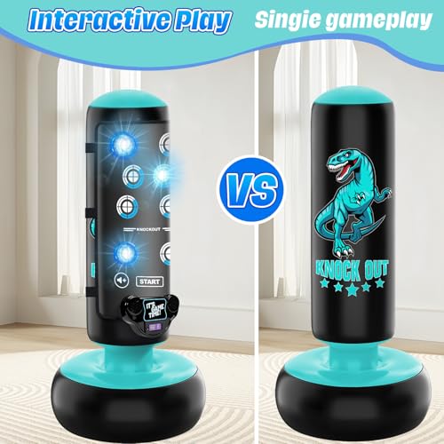 Kids Boxing Punching Bag with Music and Lights 66 Inch Inflatable Toy Set