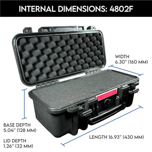 Waterproof Equipment Case 19x9x8 Inches with Foam Insert & Latch - DCB Element 4802F