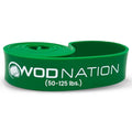 WOD Nation Pull-Up Assist Resistance Band - Assisted Pull-Up Training - Heavy Resistance Bands 50-125 - Stretch & Mobility with Green Stretch Strap - 41-Inch, Green, 50-125 lb