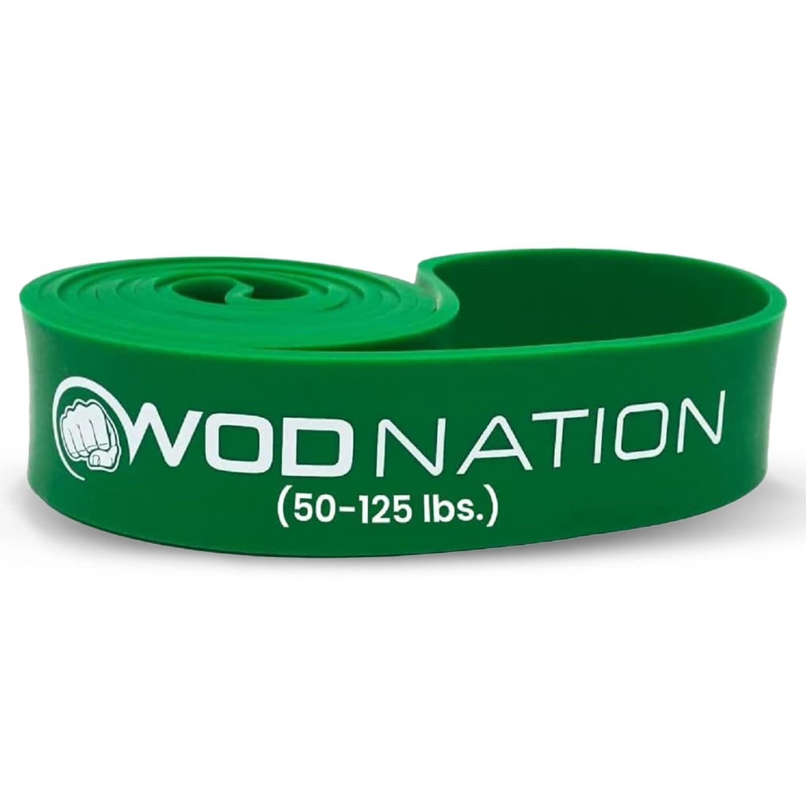 WOD Nation Pull-Up Assist Resistance Band - Assisted Pull-Up Training - Heavy Resistance Bands 50-125 - Stretch & Mobility with Green Stretch Strap - 41-Inch, Green, 50-125 lb