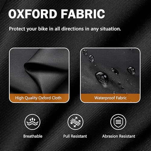 Bike Cover Outdoor All Weather Waterproof Rain Sun UV Dust Wind Proof with Lock Hole for Mountain & Road Bikes with Storage Bag XL (Black&Orange, 79 x 27.5 x 44 inches)