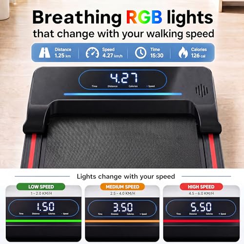 JUKER Under Desk Walking Treadmill with Incline, Bluetooth & RGB Lights