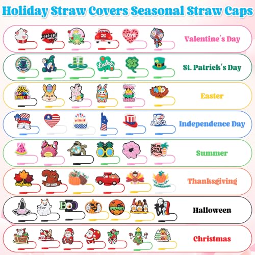 50 Pcs Holiday Silicone Straw Cover Caps for Stanley 10mm Tumblers - Halloween Theme