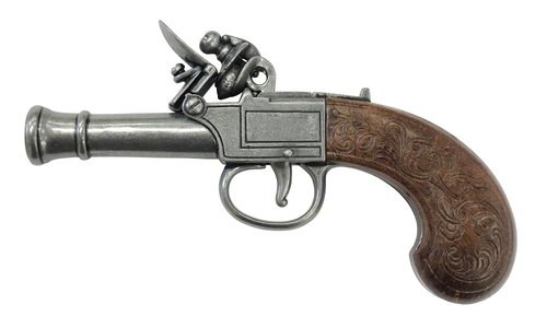 Denix Replica Colonial Pocket Flintlock Pistol Non Firing Gun, Gray