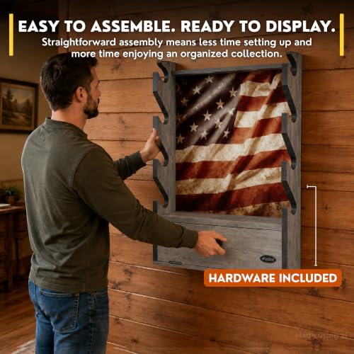Barn Wood Red White Blue Wall Gun Rack - Space-Saving Storage for Firearms
