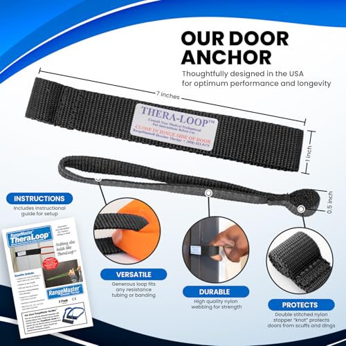Resistance Band Door Anchor - Non-Slip, Adjustable for Physical Therapy & Exercise - 2 Pack Black