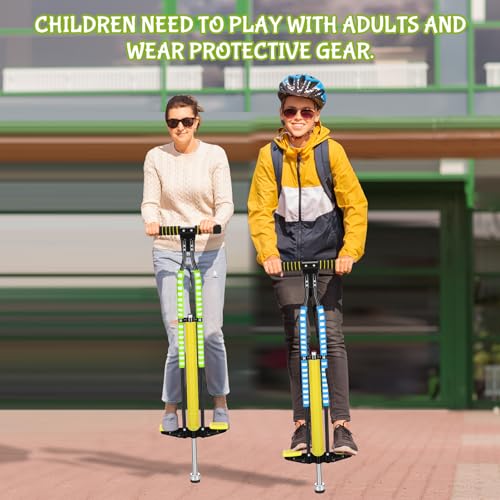 Leitee 2 Pack Foam Pogo Sticks for Teens & Adults, Blue & Green, Supports 80-160 lbs