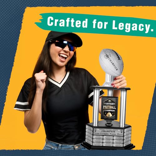 Silver 26 Inch Perpetual Fantasy Football Trophy - TrophySmack 19-Year Champion Award