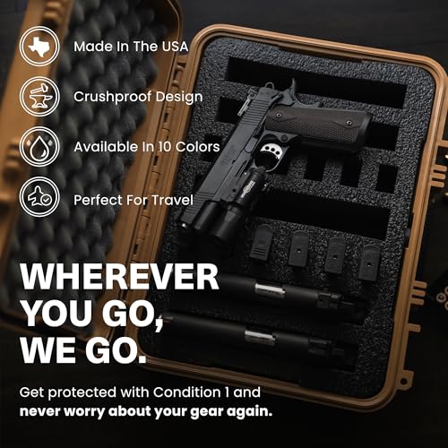 Condition 1 Waterproof Gun Case Black Model 179 | TSA Approved Hard Pistol Storage