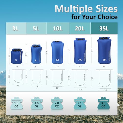 5L Waterproof Dry Bag - Turquoise Blue, Lightweight Roll Top Storage for Kayaking & Camping