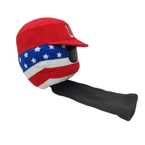 USA Golf Driver Head Cover Soft Plush Cute Cartoon American Ball with Cool Sunglasses Stylish Looking Thick Padding Protechtion Fit Regular 460cc Size Club Headcover