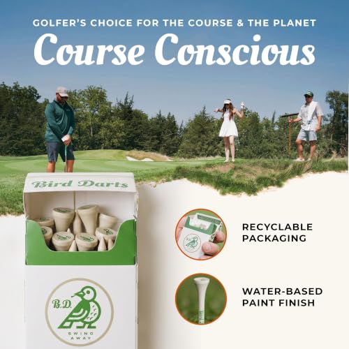 72 Golf Tees Pack of 4 - Bamboo Wooden Tees in Cigarette-Style Packaging for Golfers