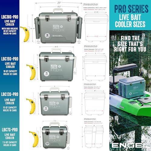 Engel 13 Quart Portable Live Bait Cooler with Rechargeable Aerator - Tan