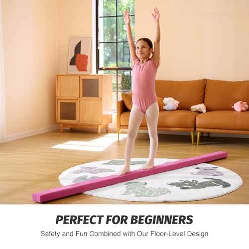 Pink 8 ft Folding Gymnastics Balance Beam for Kids & Adults - Anti-Slip, Portable